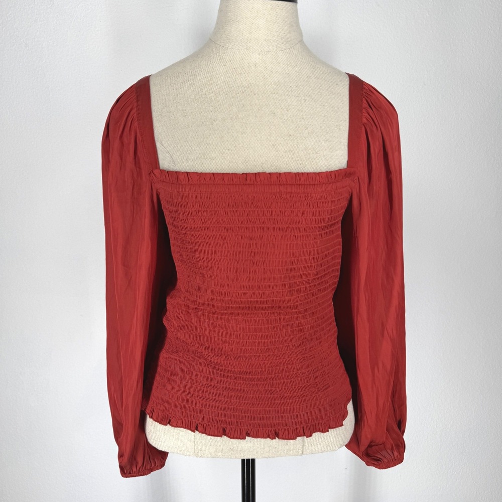 J Crew Smocked Peasant Top Small Square Neck Balloon Sleeve Regency Renaissance